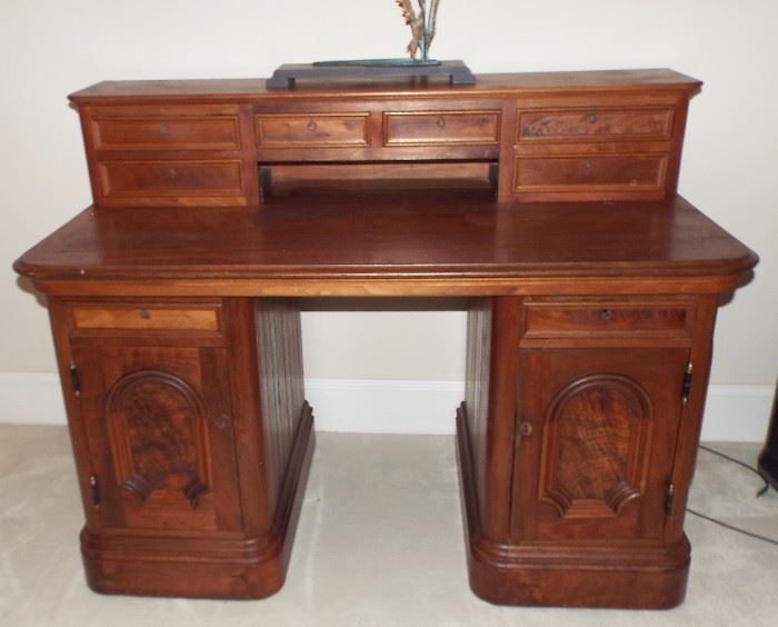 Antique 1890’s Kneehole Desk with Raised Top Storage