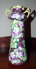 Art Nouveau Hand Painted Porcelain Tall Vase