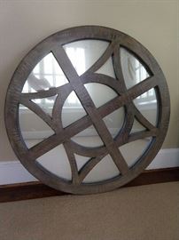 This is not a Conestoga wagon wheel, rather a nice mirror, by Nadeau. It's kinda like me early in the morning, a bit foggy, but I'll clean it before the sale, don't worry.