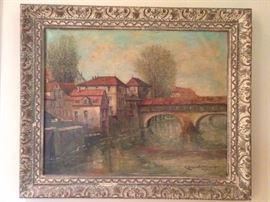 Beautiful, original oil painting, by listed artist Karl Gross-Sattelmair (Germany, 1881-1950); measures 2' x 20".