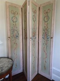 Here's another view of that 4-paneled, hand painted musical instrument themed screen; each panel measures 22" W x 80" T.