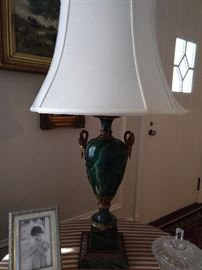 Slurpy faux malachite table lamp - green's the new, hip color ya know, like envy and Benjamins.