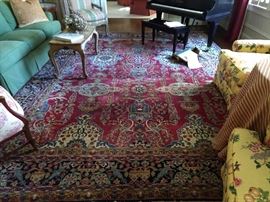 Boing! An antique Lavar Kerman Persian rug, measuring 10' 10"  x 13' 10"' - straight from the House of Persia. Yes, I fondly remember Marsha and Eddie and their two small children, when they had their store on W. Paces. Those two children were very expensive, hence the selling price of $14,5K for this jewel - true story!           P.S., they kept the receipt.