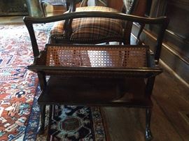 Handsome vintage mahogany/rattan magazine rack for all of those back issues of Veranda, Architectural Digest & Garden & Gun.