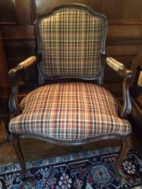 LOVE these handsome plaid bergere chairs - yes, there'a a pair. These are in the gentleman's library. There was a time in our country when men would read and have meaningful after-dinner conversation, rather than creating a man cave, where they watch non-stop sports - shocking, I know!