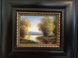 One of a pair of decorative original oils, on board. 