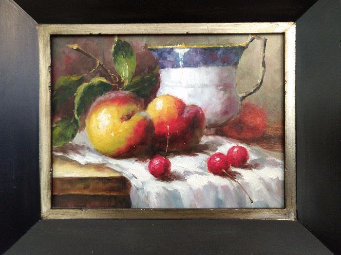 One of a pair of original still life oils on canvas.