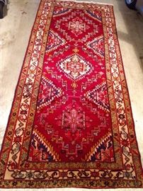 Vintage hand woven Persian Bahktiari gallery runner, 100% wool face, measures 4' 10" x 10' 7".