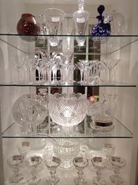 You can see the Lalique Phalsbourg decanter and pitcher on the top shelf, the matching stemware on the second shelf, ABCG on the third shelf and Baccarat 1841 Harcourt stemware on the bottom shelf.