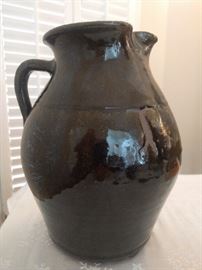 AMAZING 18-Inch tall alkaline glazed jug, attributed to Lanier Meader. Owner paid $800.00 for jug 20 years ago. Did she buy well, or was there a screwin' ?!?