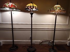 The Three Bears or Three Stooges, you pick! She loved her stained glass floor lamps for reading. They had ton's of books, but since they're nearing retirement, they packed up all their books and left.                                          BUT, they didn't have room for all of their stained glass lamp collection.                                                                                   One man's trash...  ;-)