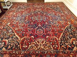 HUGE vintage Persian Bahktiari rug, hand woven, 100% wool, measures 15' 6" x 14'.