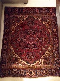 Vitnage Persian Heriz, hand woven, 100% wool face, measures 4' 7" x 5' 8".