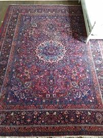 Vintage hand woven Persian Kashan rug, 100% wool face, measures 10' 6" x 13' 9".