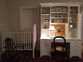 A built-in with lot's of girly goodies, a FREE wooden crib, as we cannot sell such things.