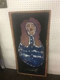 Jimmy Suddath painting on cardboard.  Suddath is a well documented "outsider artist" working in the South prior to the late 20th century.