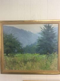 One of several oil on canvas signed landscapes being offered.