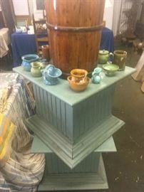 Two square early 20th century architectural display bases; ideal coffee tables.