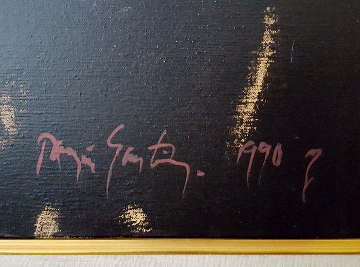 Genuine Ramon Santiago Signed Framed Original Oil On Canvas - 1990
