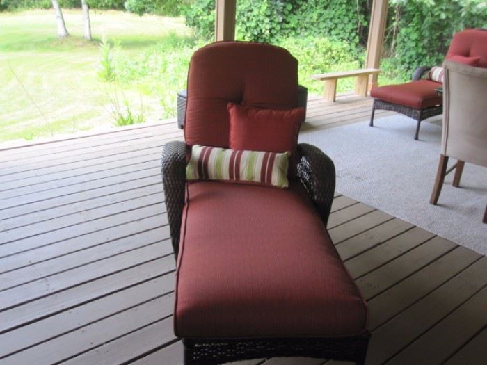 Pair of rattan lounge chairs $300