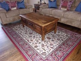 Living room set couch/sofa and loveseat , area rug, coffee table and end table