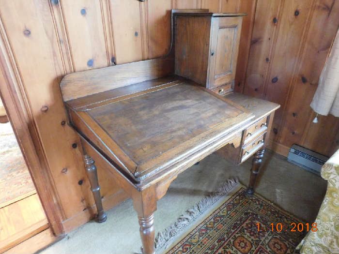 Primitive oak slant top desk .  Circa 1880's 