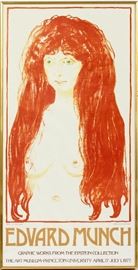339 - EDWARD MUNCH EXHIBITION POSTER, H 33", W 16", "THE SIN OF 1901"