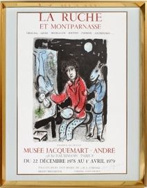 2241 - MARC CHAGALL, INK SIGNED POSTER, COLOR LITHOGRAPH, "LA RUCHE ET MONTPARNASSE", 1979, H 27", W 19"