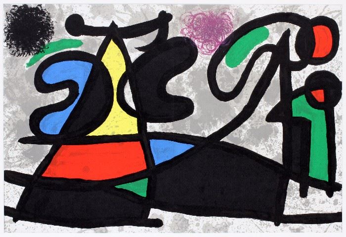 2381 - JOAN MIRO, COLORED LITHOGRAPH FROM "DERRIERE LE MIROIR", H 22", W 15"