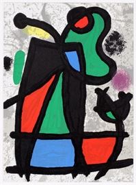 2384 - JOAN MIRO, COLOR LITHOGRAPH FROM "DERRIERE LE MIROIR", H 15", W 11"