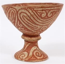 179 - BAN CHIENG STYLE RED-PAINTED FIRED CLAY VESSEL, H 6.5"