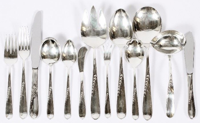 1003 - REED & BARTON 'WHEAT' STERLING FLATWARE, 62 PIECES