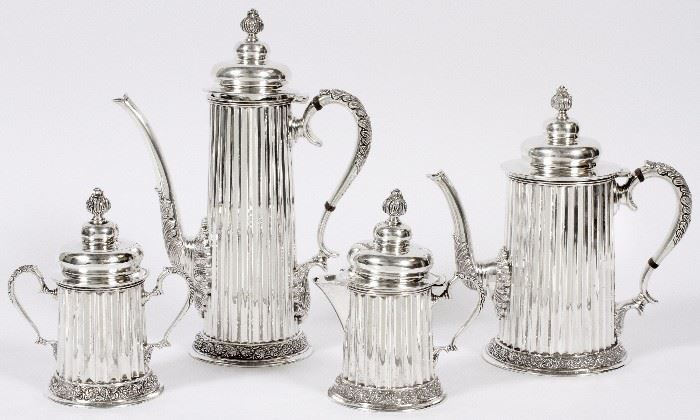 1007 - TANE ORFEBRES, MEXICAN STERLING TEA & COFFEE SET, 4 PIECES, H 5 3/4''-10''