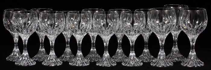 1051 - BACCARAT 'MASSENA' CRYSTAL WINE GLASSES, 14 PIECES, H 6"-6 3/8"