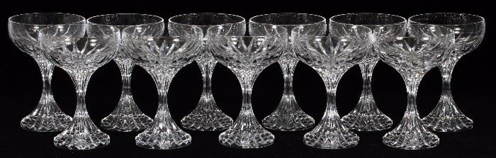 1055 - BACCARAT 'MASSENA' CRYSTAL CHAMPAGNE/TALL SHERBET GLASSES, 11 PIECES, H 5 1/2"