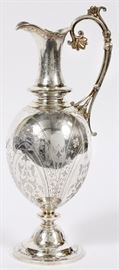 1171 - ENGLISH STERLING EWER BY EDWARD CHARLES BROWN, 1867, H 13 1/2''