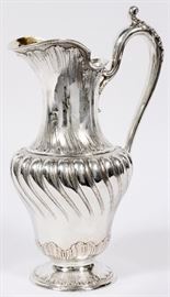 1170 - FRENCH STERLING PITCHER, 20TH C., H 13'', W 8''