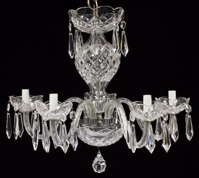 2080 - WATERFORD, CRYSTAL 5 LIGHT CHANDELIER, H 14", DIA 18"