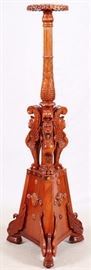 82 - EMPIRE STYLE CARVED MAHOGANY PEDESTAL, H 79", W 27", L 27"