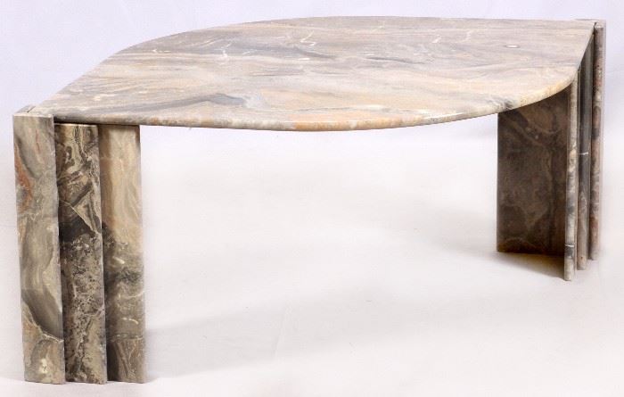 1087 - CONTEMPORARY MARBLE TABLE, H 22", W 55", D 38 1/4"