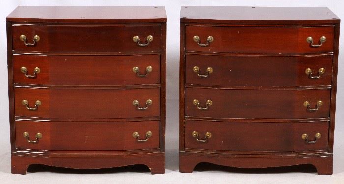 1299 - MAHOGANY FOUR DRAWER CHESTS, PAIR H 34" W 33"