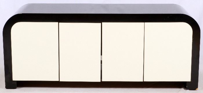 1304 - MODERN PAINTED WOOD CONSOLE CABINET, LATE 20TH C, H 29", W 72", D 22"