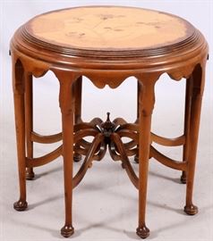 1533 - INLAID OCCASIONAL TABLE, H 29", DIA 30"