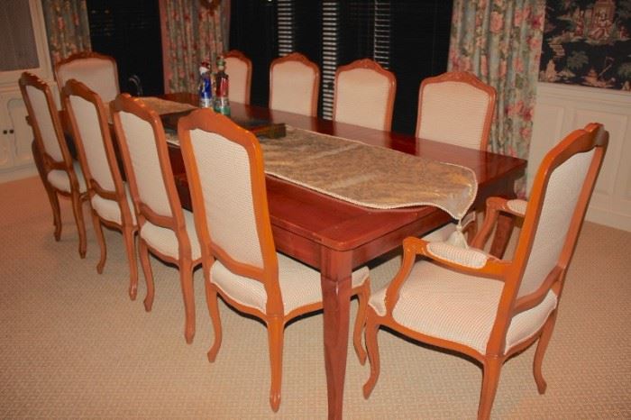 Large Quality Dining Room Table with 10 Chairs