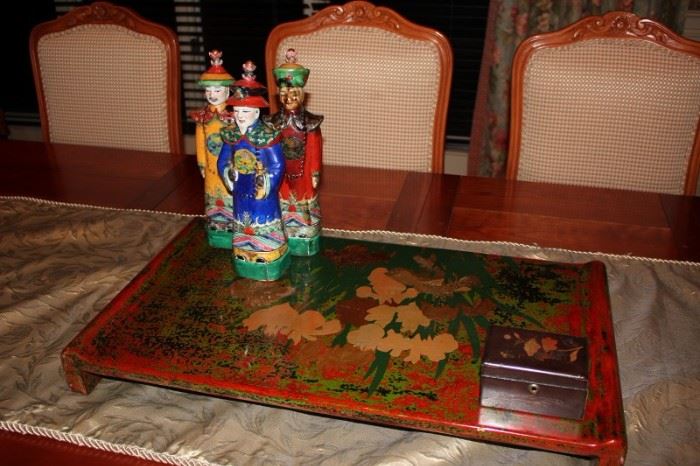 Tray and Figurines with Asian Motif