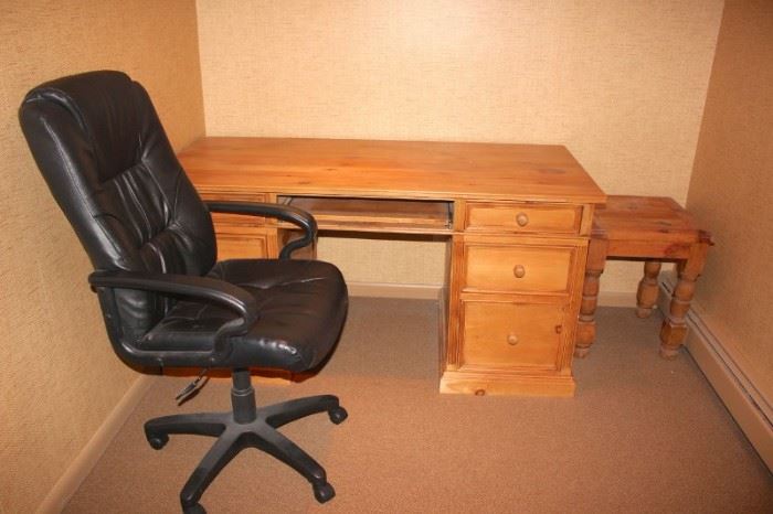 Desk and Chair with Small Wood Side Table
