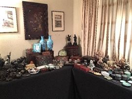 Japanese Champlevé Cloisonné, Antique Hand Carved Soapstone, Antique Bronze Statues & more...