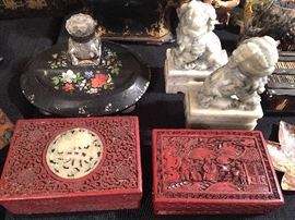 • Carved Chinese Cinnabar Boxes..