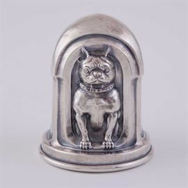 Gorham sterling silver triform Boston Terrier coin bank b
