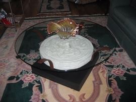 Glass top cocktail table $150